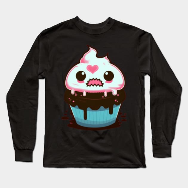 Kawaii Evil Cupcake Long Sleeve T-Shirt by Pixy Official